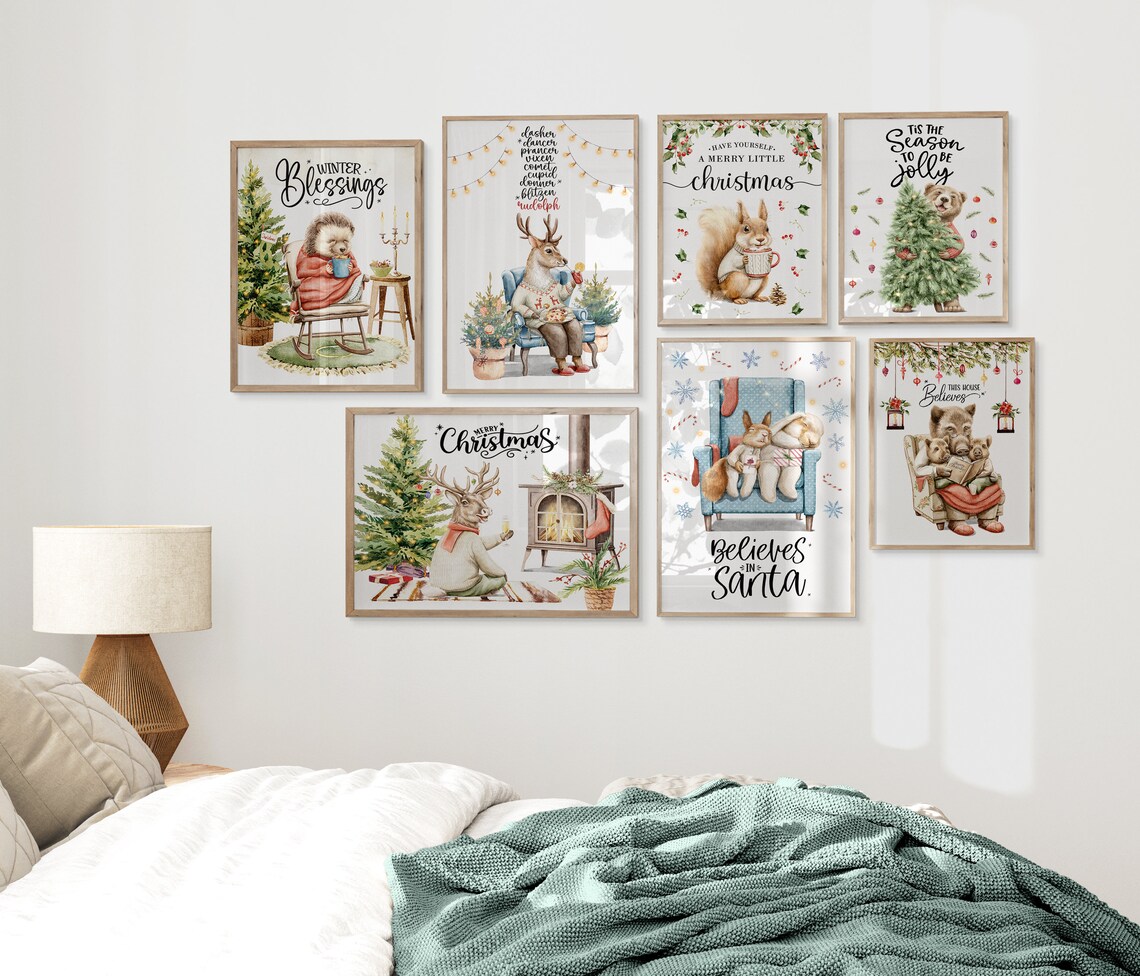 Believes in Santa Bunnies Christmas Armchair Snowflake Holiday Poster - Image 3