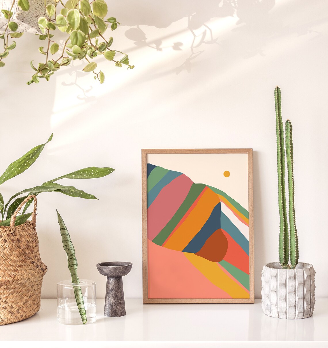 Abstract Mountain Wall Art Boho Landscape Poster Color Block Mountain Art Boho Art Landscape Wall Decor Scenery Art - Image 4