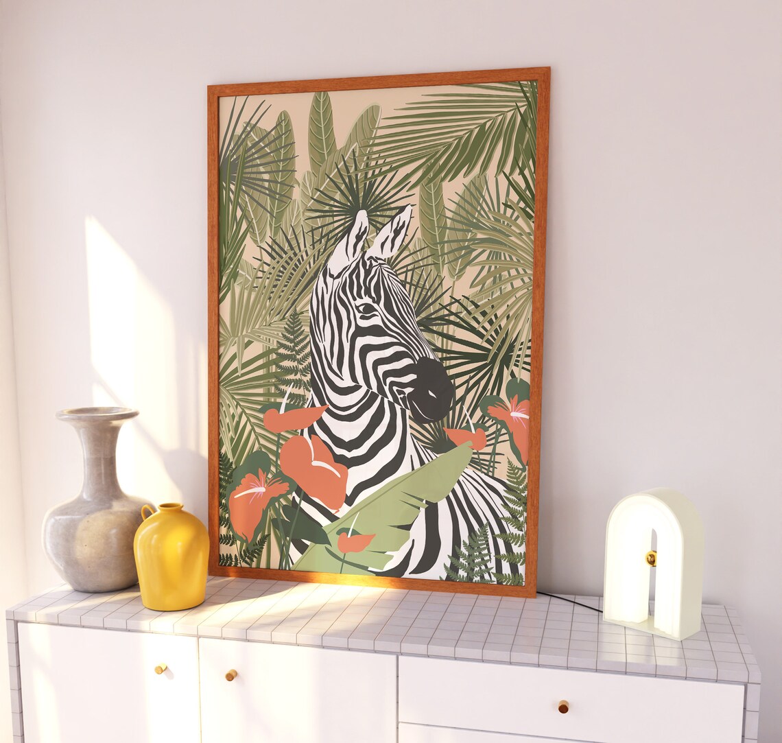 Zebra Tropical Plants Poster, Jungle Wall Art - Image 3