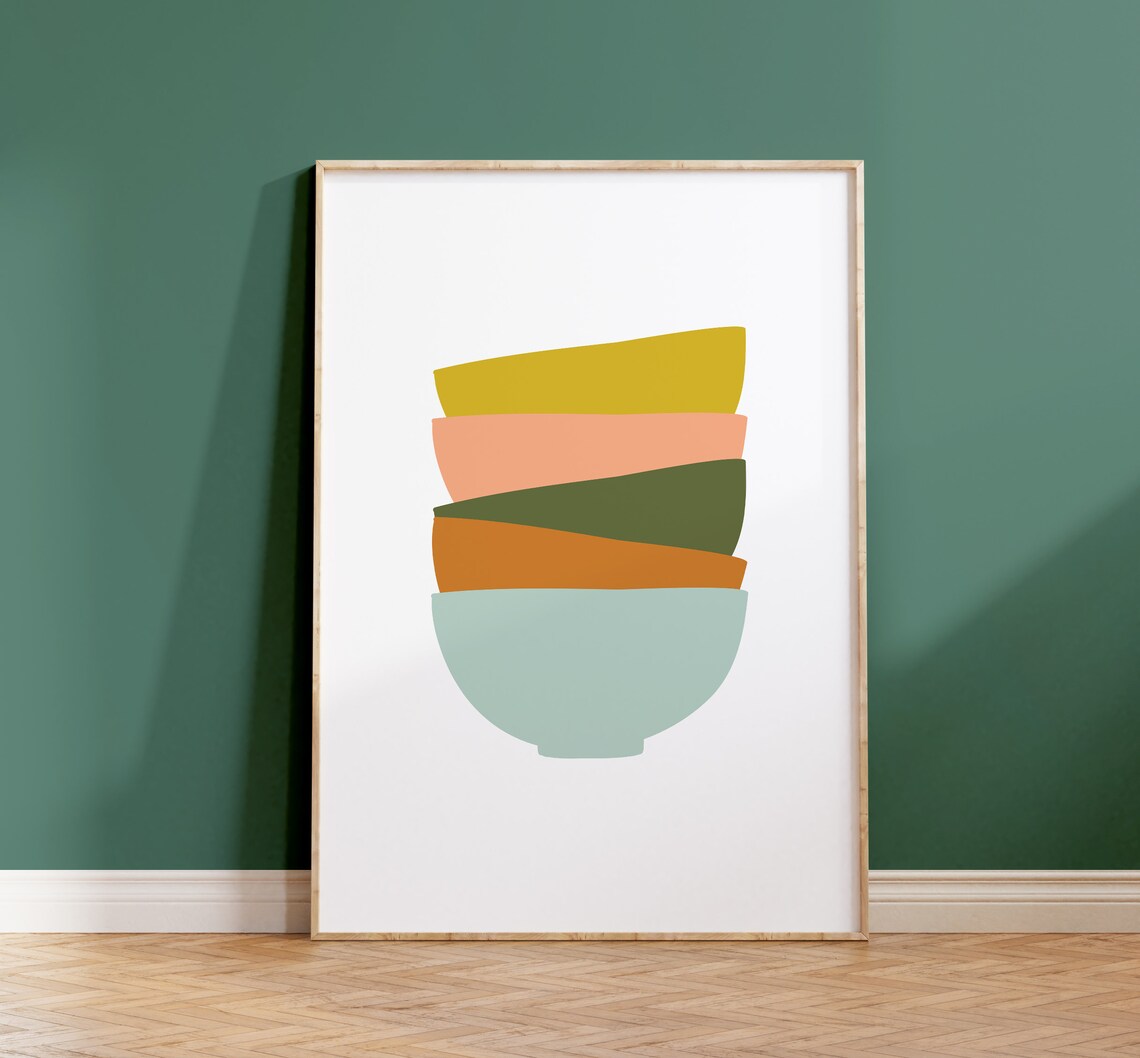 Bowls Kitchen Poster, Modern Kitchen Decor