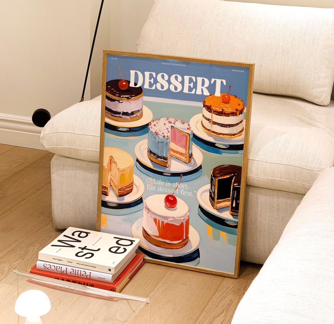 Dessert Cakes Cherry Topping Retro Quote Kitchen Poster Collection Art - Image 3