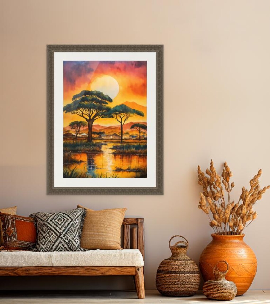 African Sunset Acacia Tree Art Print, Safari Decor - Image 2