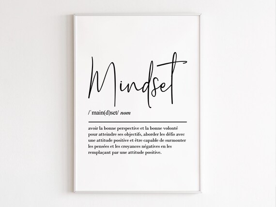 Mindset French Definition Inspirational Typography Office Wall Poster