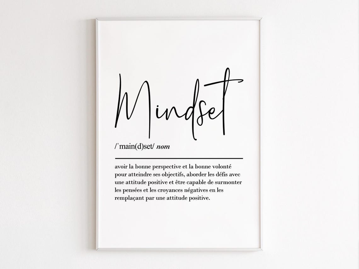 Mindset French Definition Inspirational Typography Office Wall Poster