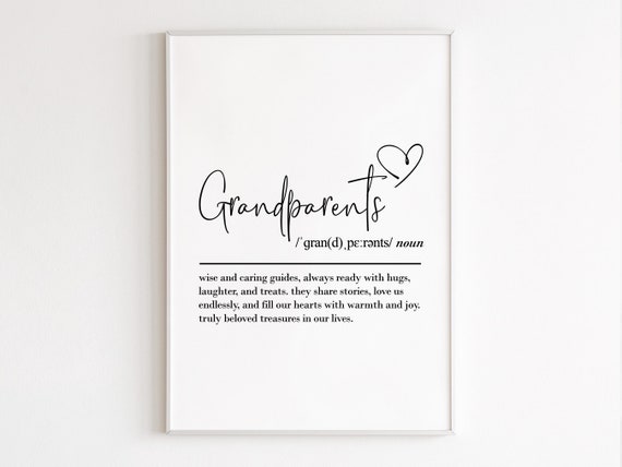 Grandparents Definition Art Print, Gift From Grandkids