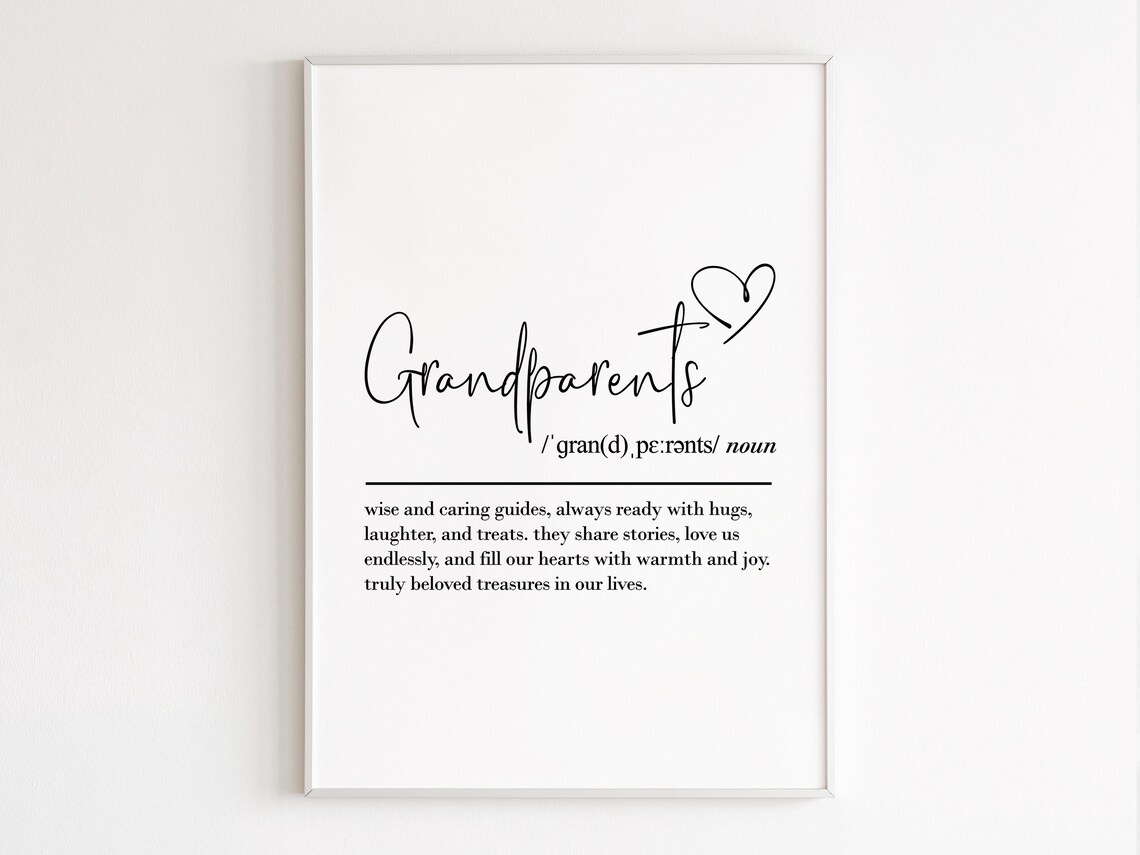 Grandparents Definition Art Print, Gift From Grandkids