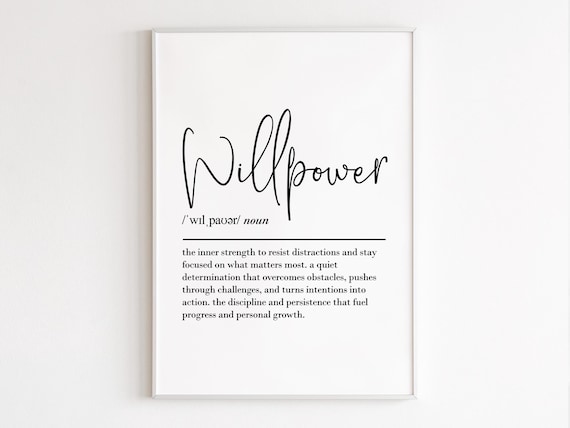 Willpower Definition Elegant Script Typography Motivational Wall Poster