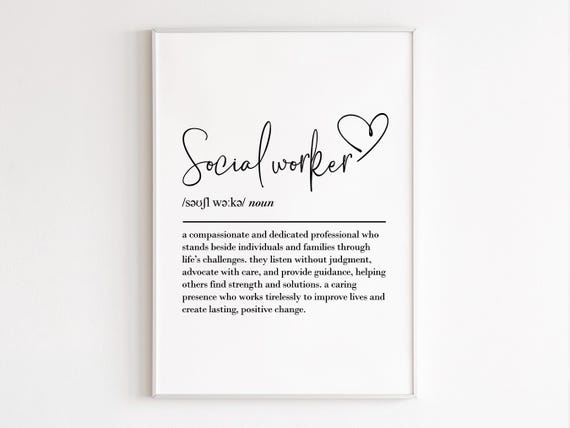 Social Worker Definition Art Print, Thank You Gift