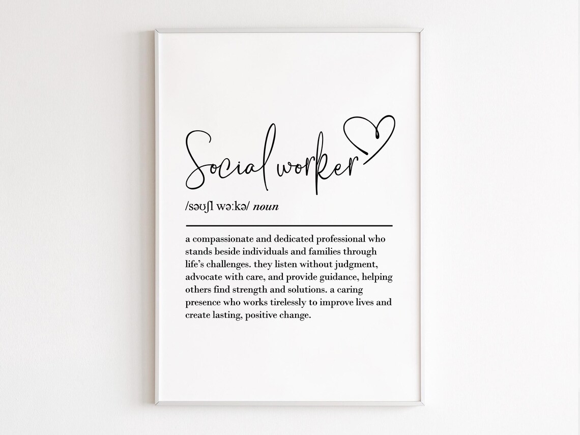 Social Worker Definition Art Print, Thank You Gift