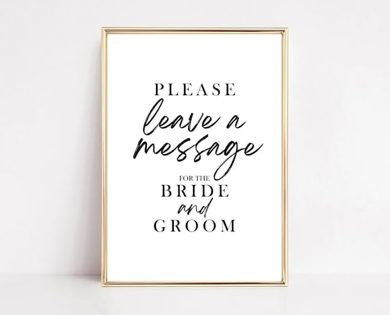 Leave a Message Bride and Groom Guest Book Wedding Sign Poster