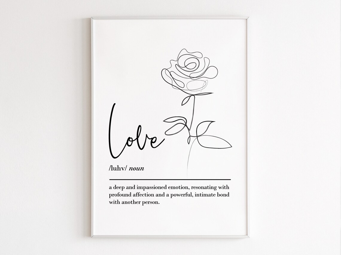Love Definition Quote Wall Art Print, Bedroom Decor