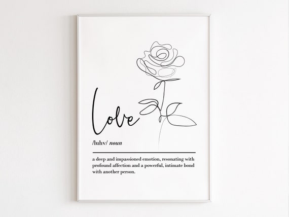 Love Definition Quote Wall Art Print, Bedroom Decor