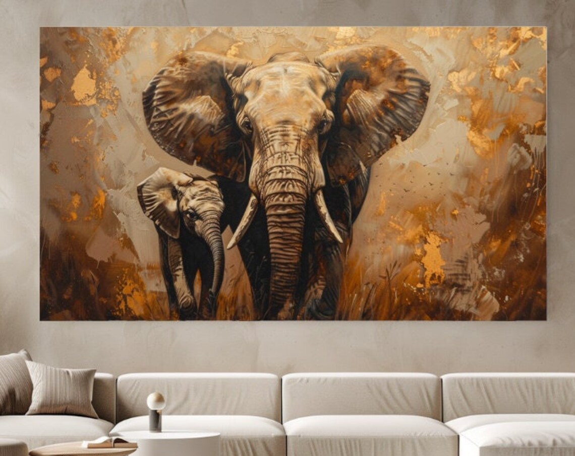 Elephant Painting, Luxury Animal Wall Art Print