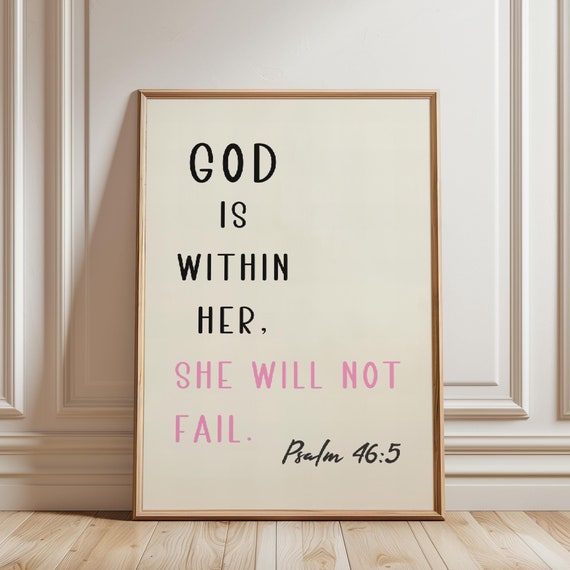 Girly Christian Bible Verse Faith Wall Art Print