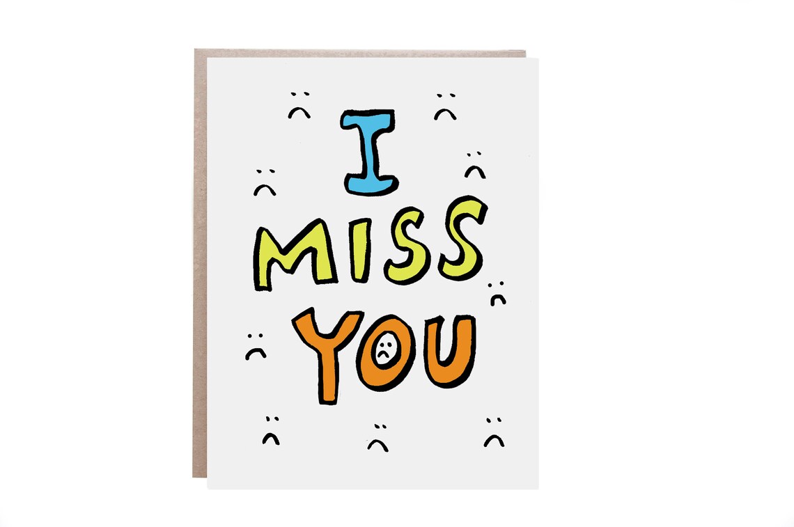 I Miss You Big Colorful Letters Funny Missing You Card Poster