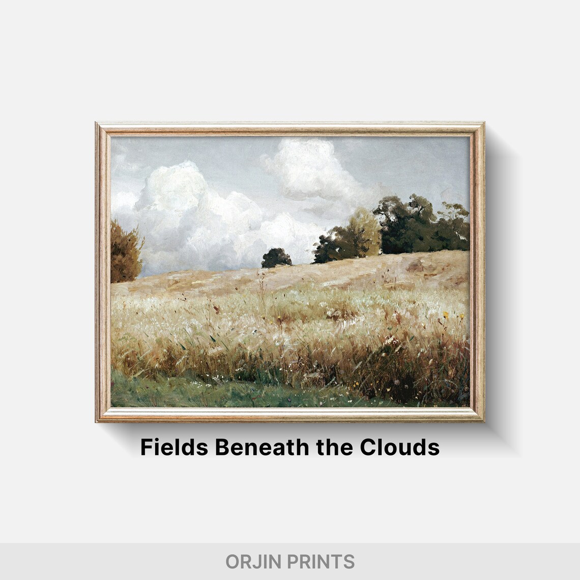 Tranquil Countryside Landscape, Cloudy Skies Poster - Image 2