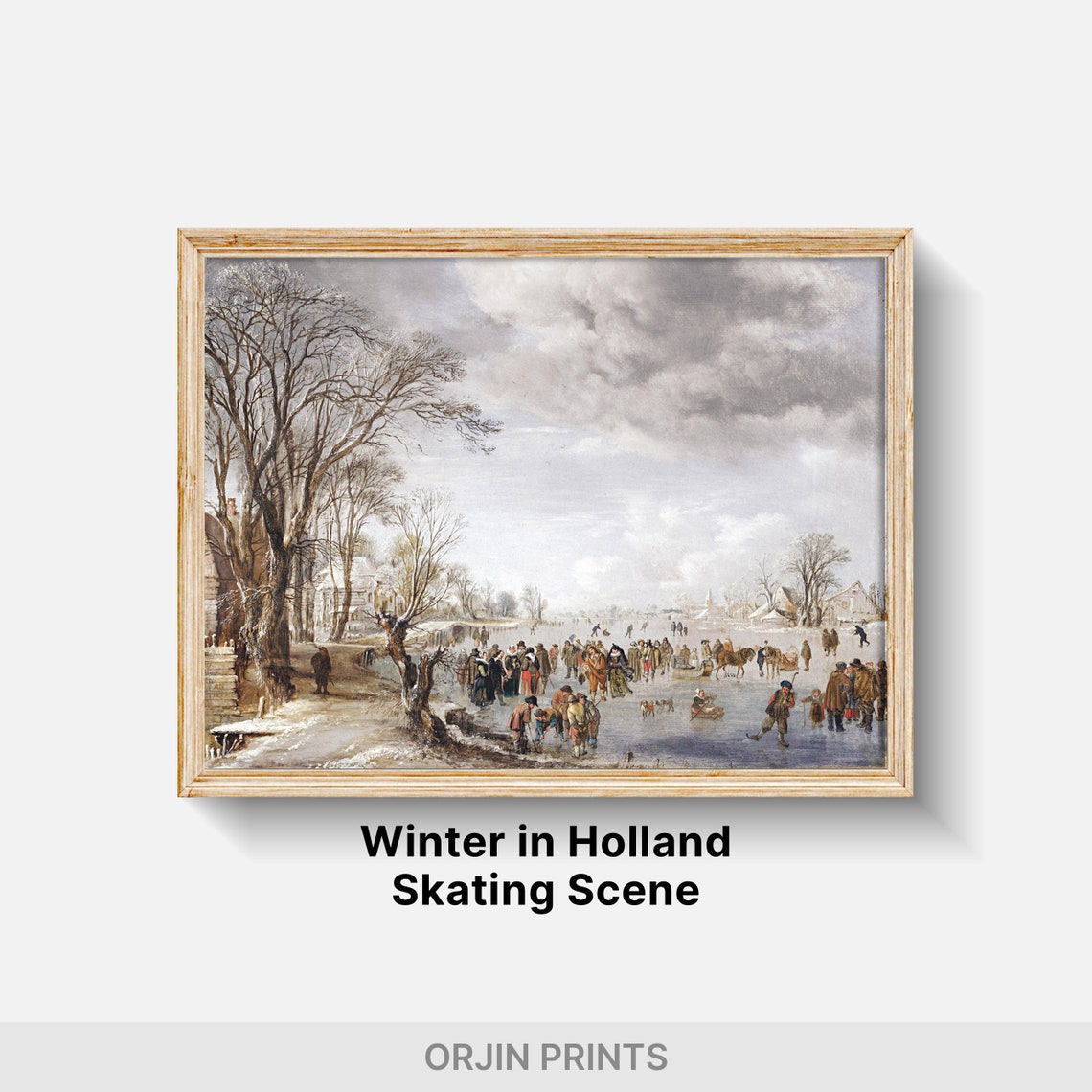 Busy Frozen River Skating Fair Dutch Golden Age Winter Art Poster - Image 2
