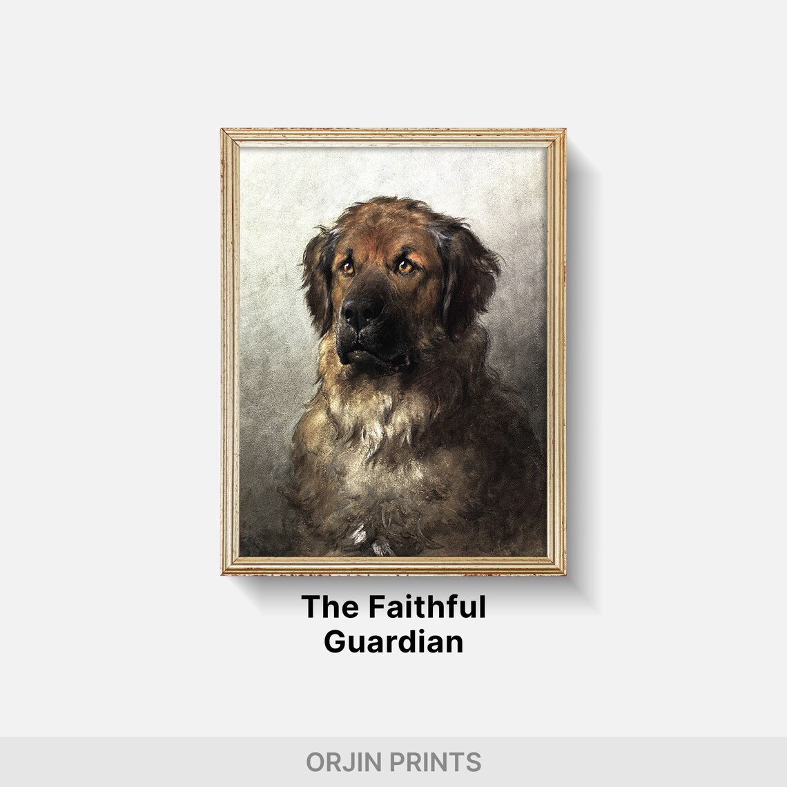 Vintage Large Brown Dog Portrait Classic Oil Painting Style Poster - Image 2