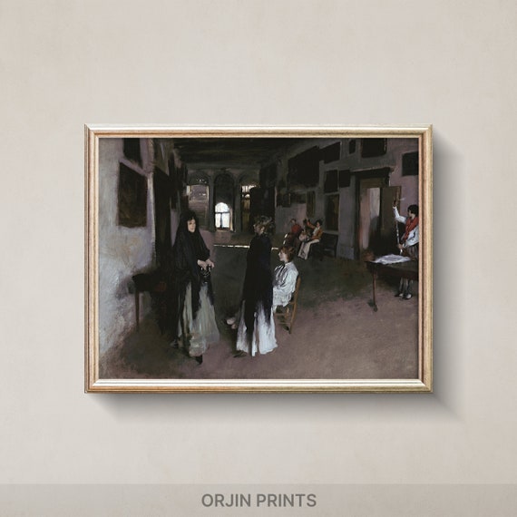 Vintage Arcachon Art Print Moody Melancholic Decor Social Life Painting Retro Wall Art Orjin Prints 1287