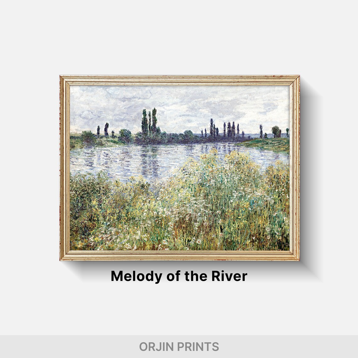 Riverside Serenade, Tranquil Water Landscape Art - Image 2
