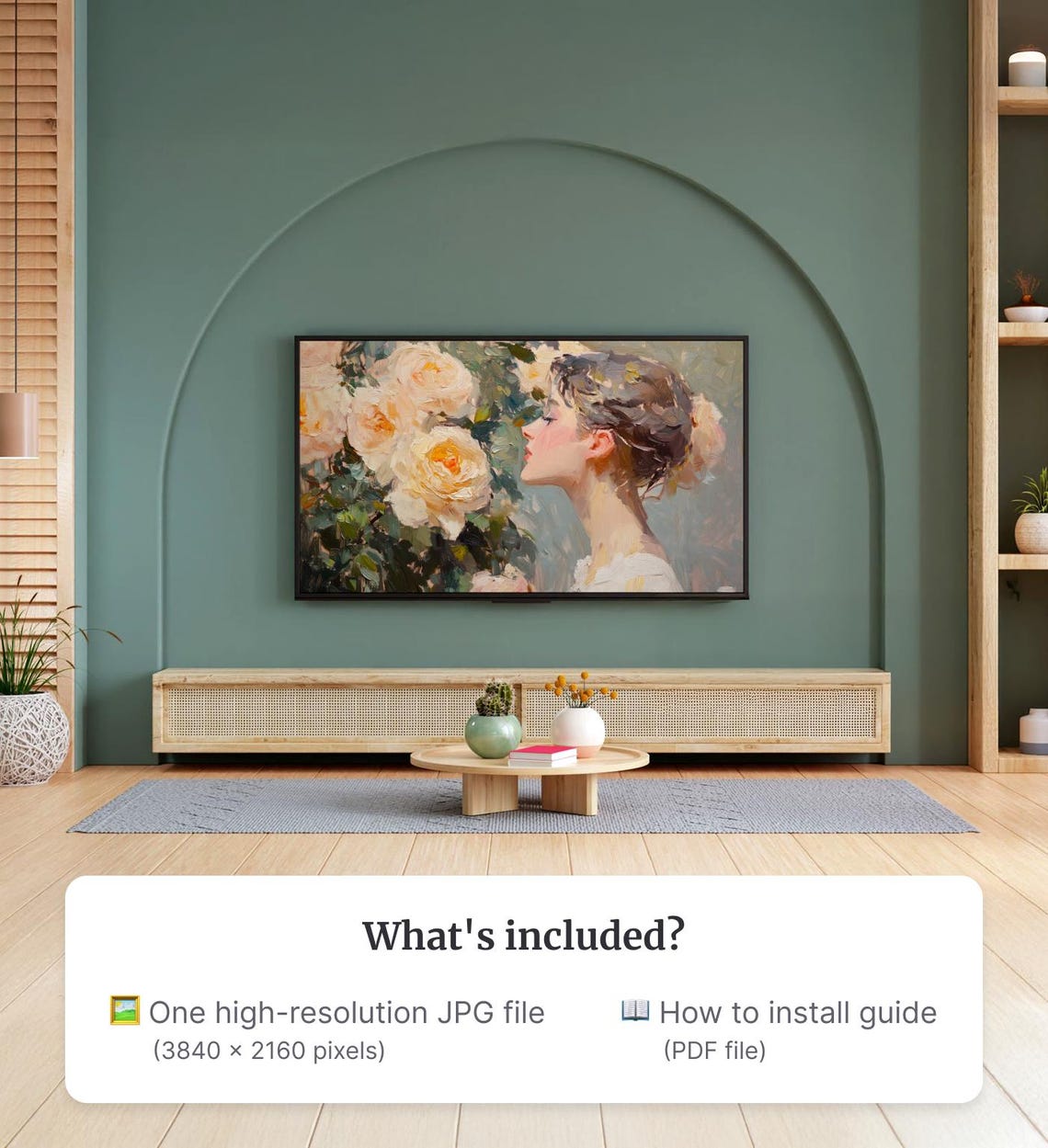 Abstract Frame Tv Art Flower Tv Art Woman Inhaling Fragrance Of A Flower Floral Art For Frame Tv For Samsumg Frame - Image 2