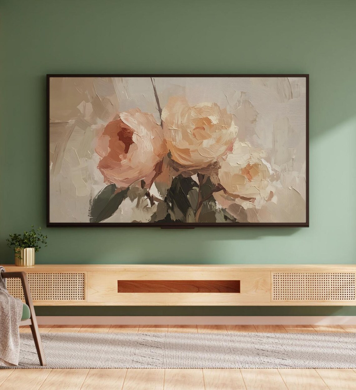 Blush Pink Peonies Abstract Textured Floral Oil Painting Art Poster - Image 5