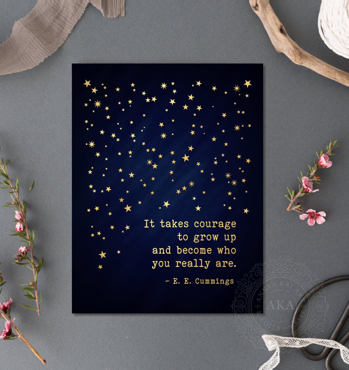 E. E. Cummings Courage Quote, Gold Foil Art Print - Image 4