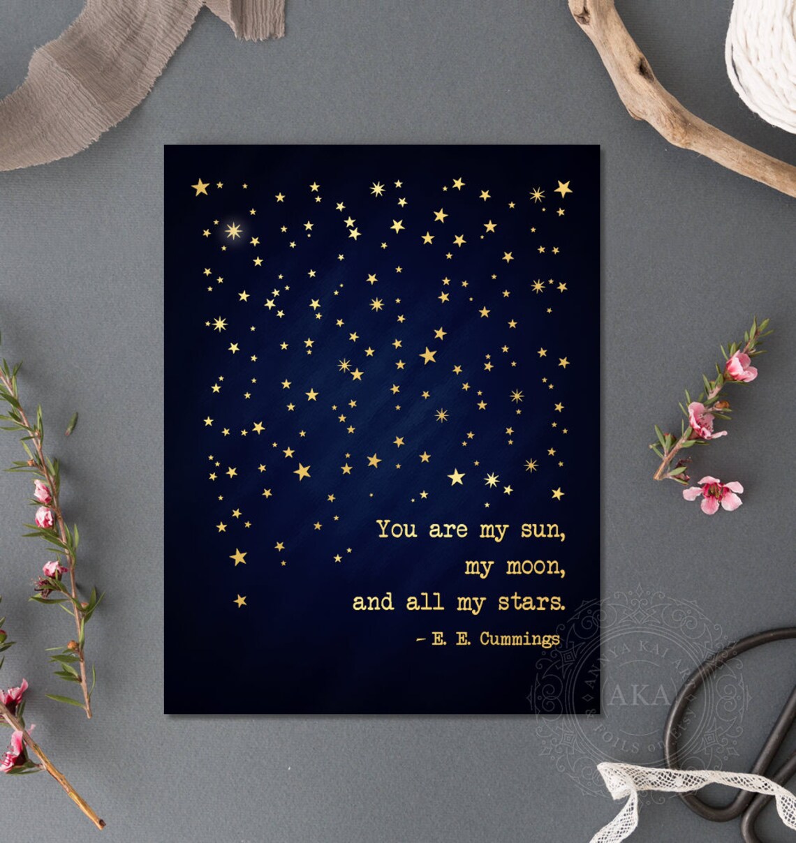 E. E. Cummings Gold Foil Literary Art Print for Book Lovers - Image 4