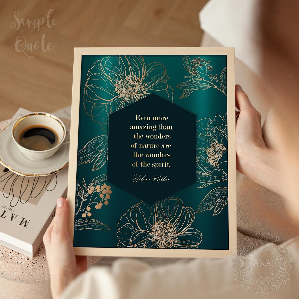 Custom Quote Print, Gold Botanical Art Poster - Image 5