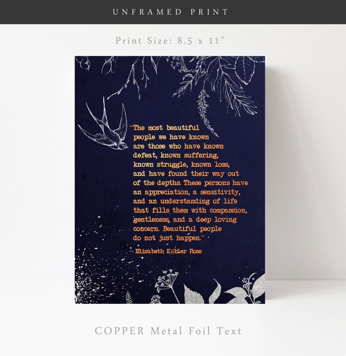 Elisabeth Kubler-Ross Quote Art Print, Gold Lettering - Image 3