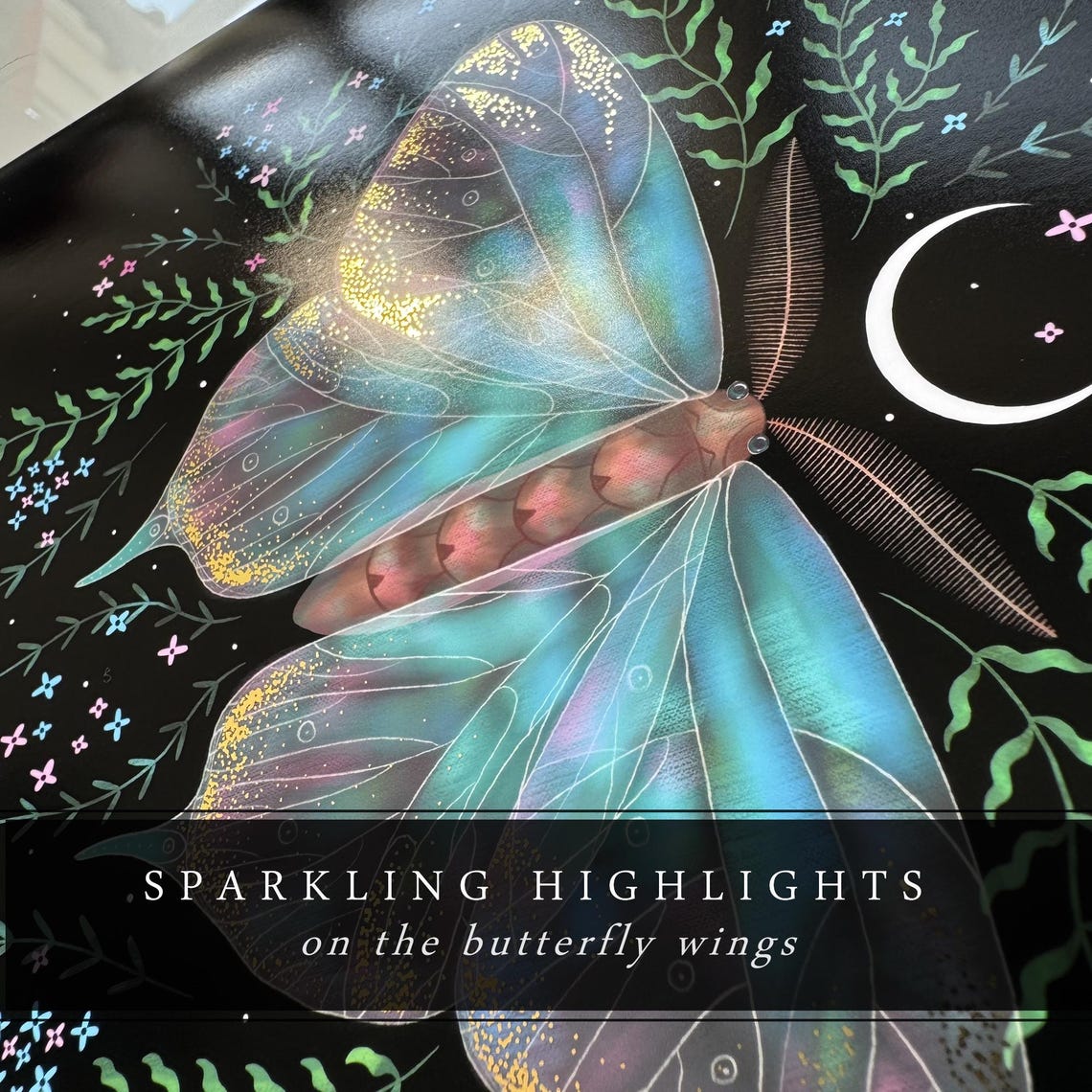 Authenticity Brene Brown Quote Iridescent Moth Moonlight Wall Art - Image 3
