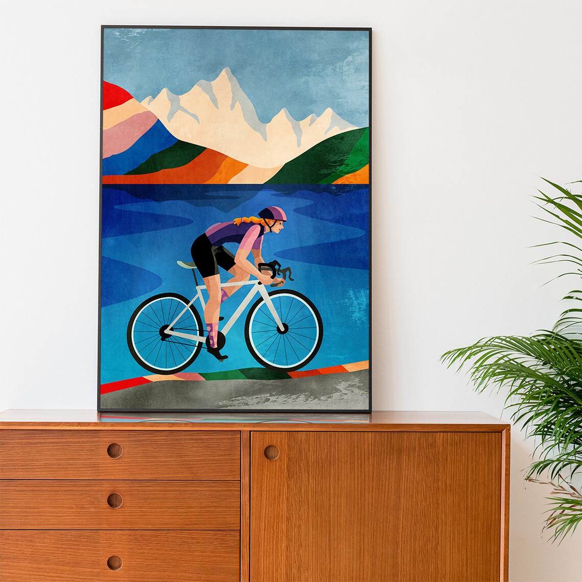 Woman Cyclist Cycling Art Print, Gift For Cyclists - Image 4