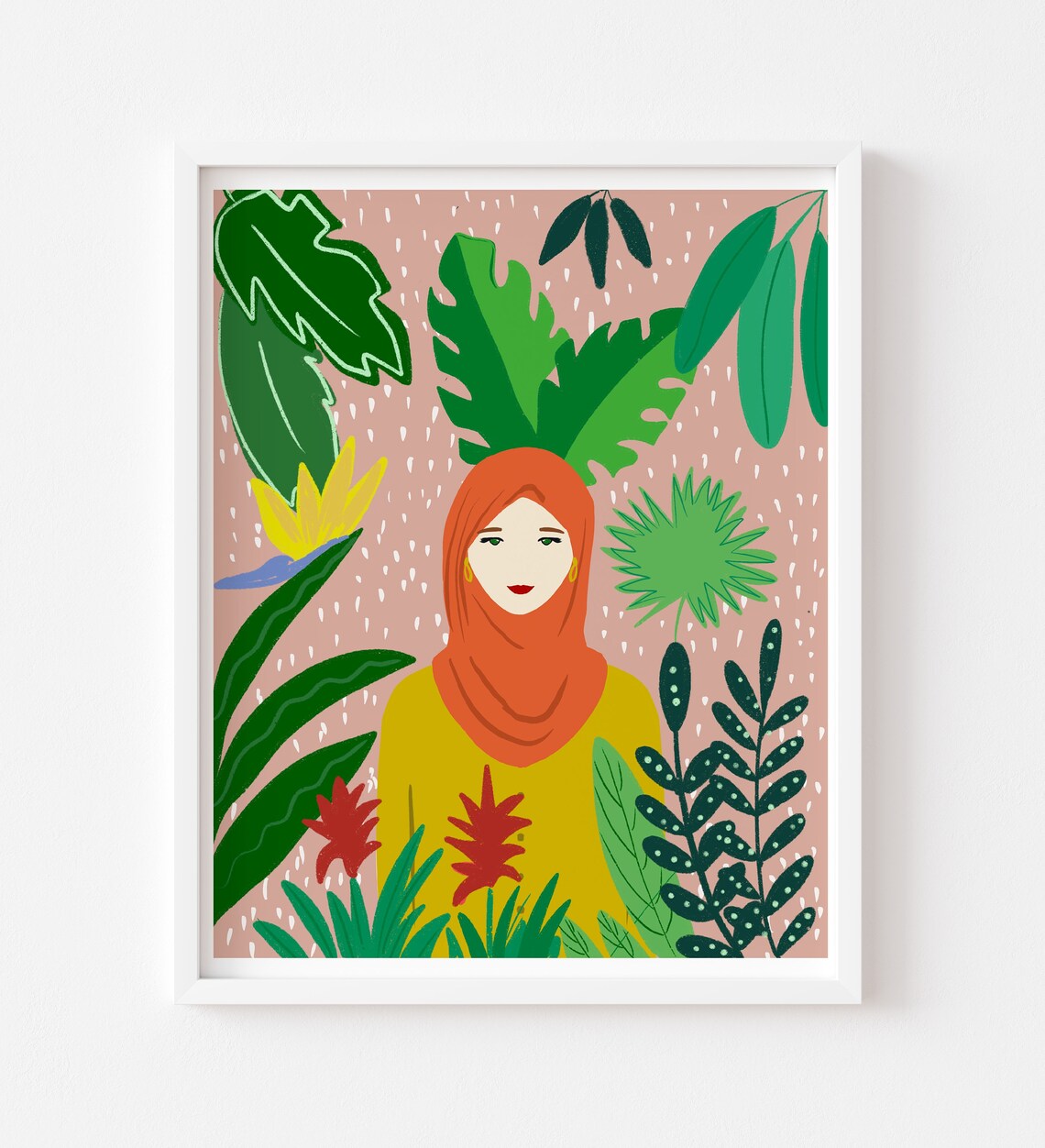 Personalized Plant Lady Portrait Art Print, Christmas - Image 2