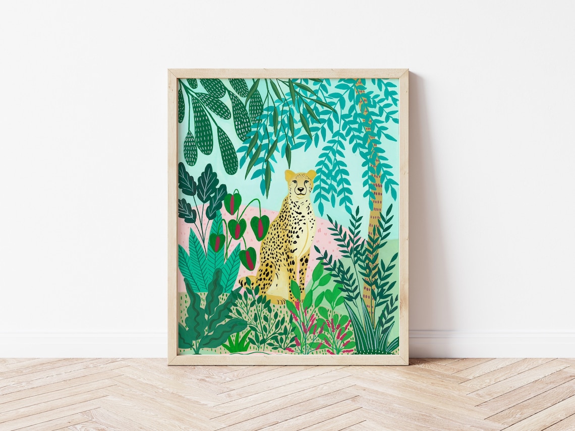 Cheetah Art Print for Nursery and Kids, Christmas