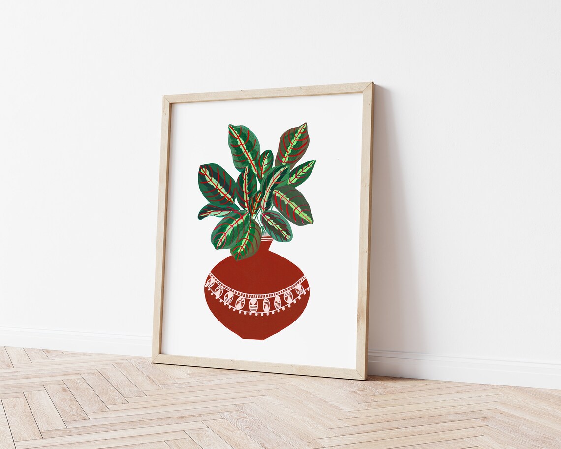 Prayer Plant Art Print, Bohemian Botanical Decor - Image 3