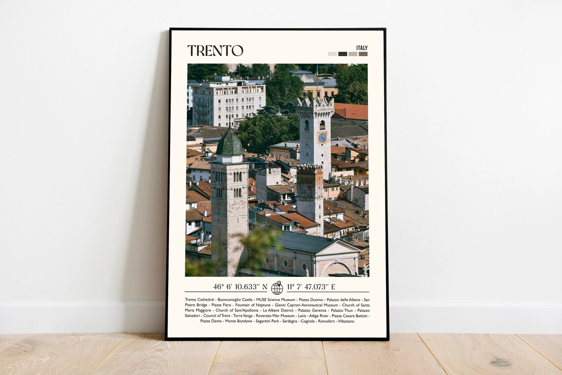 Trento Italy Historic Old Town and Cathedral Photo Travel Poster