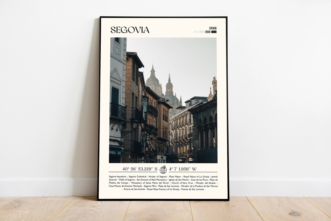 Segovia Spain Old Town Street Cathedral Photography Travel Poster