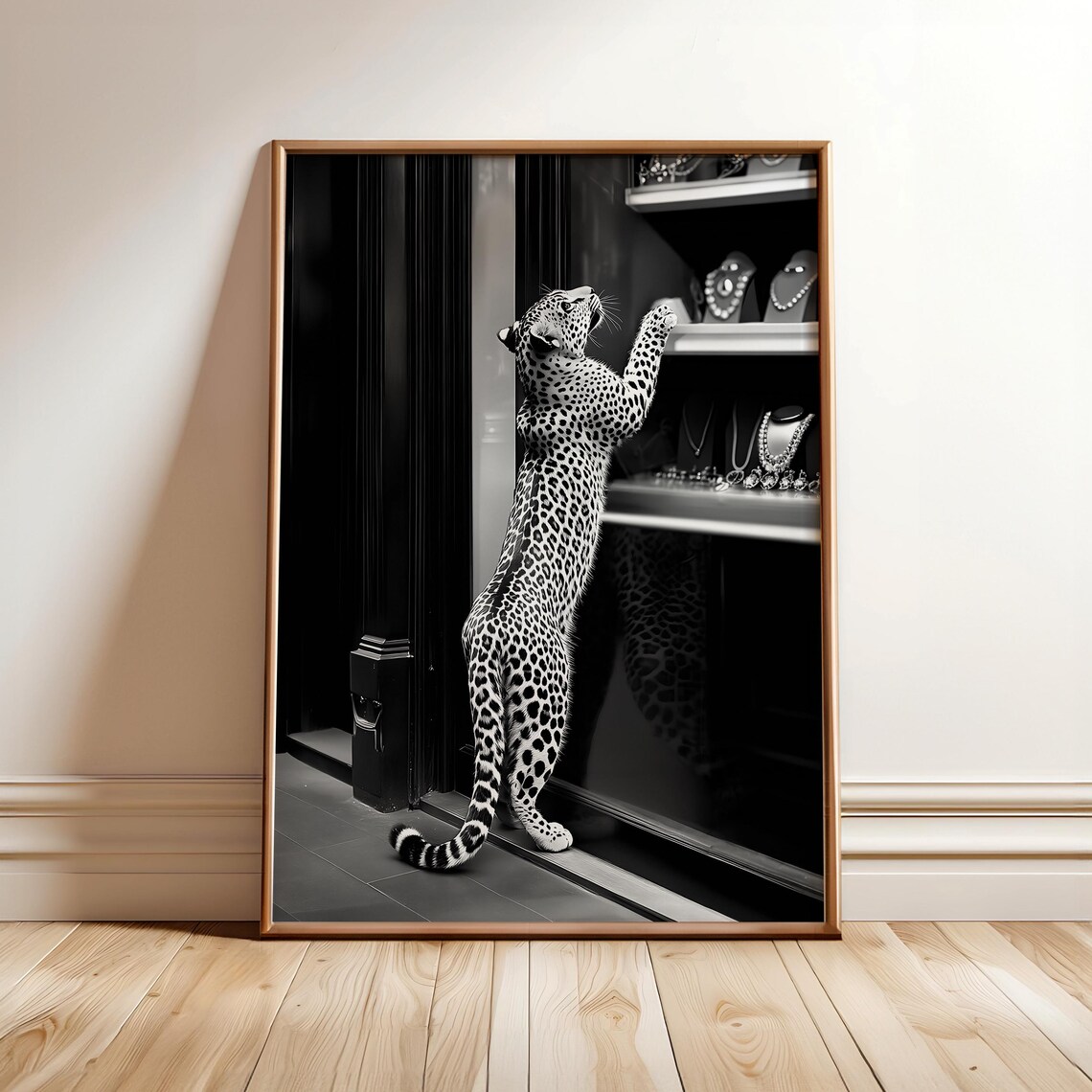 Leopard Fashion Magazine Poster, Black and White Art Print