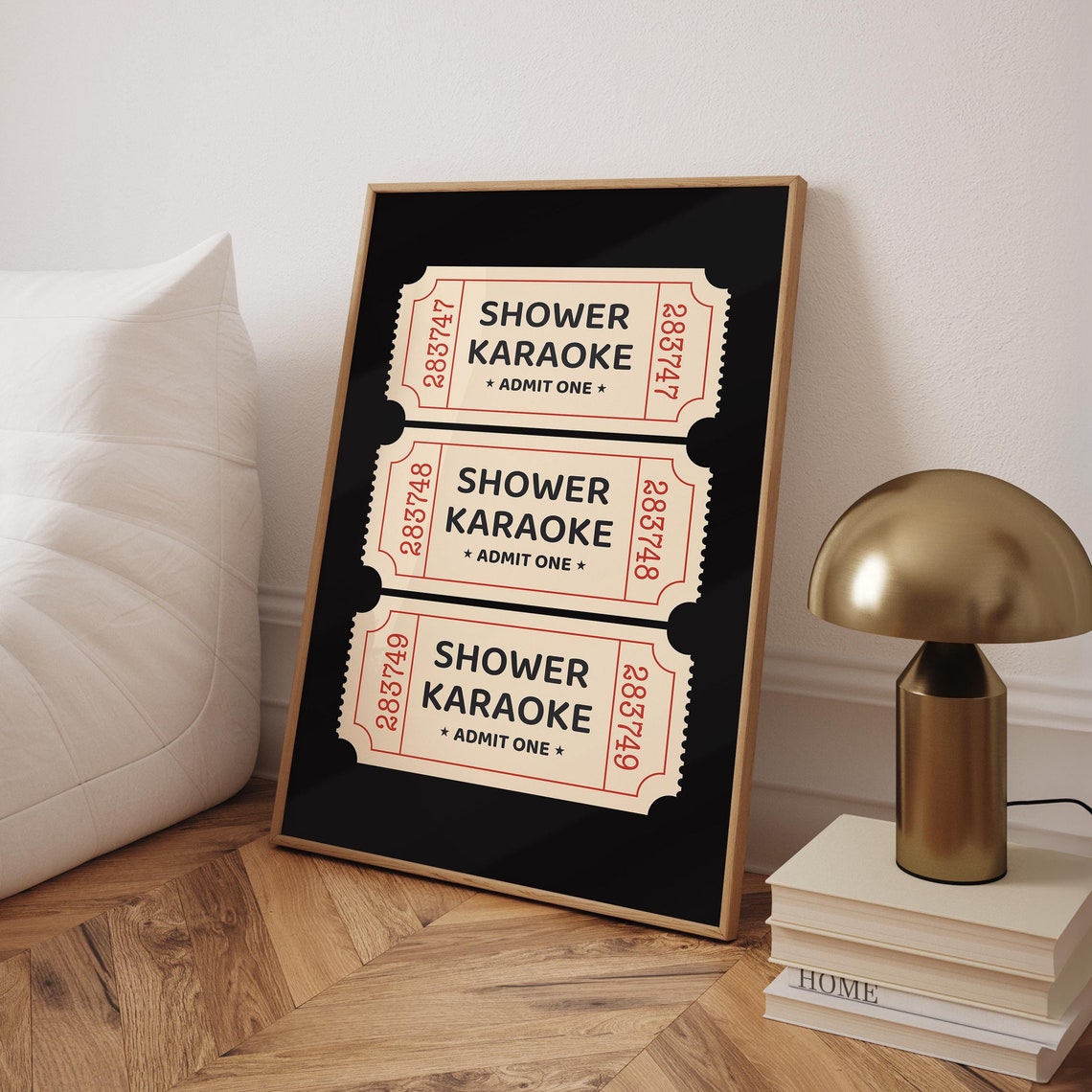 Shower Karaoke Admit One Vintage Ticket Stub Black Background Poster