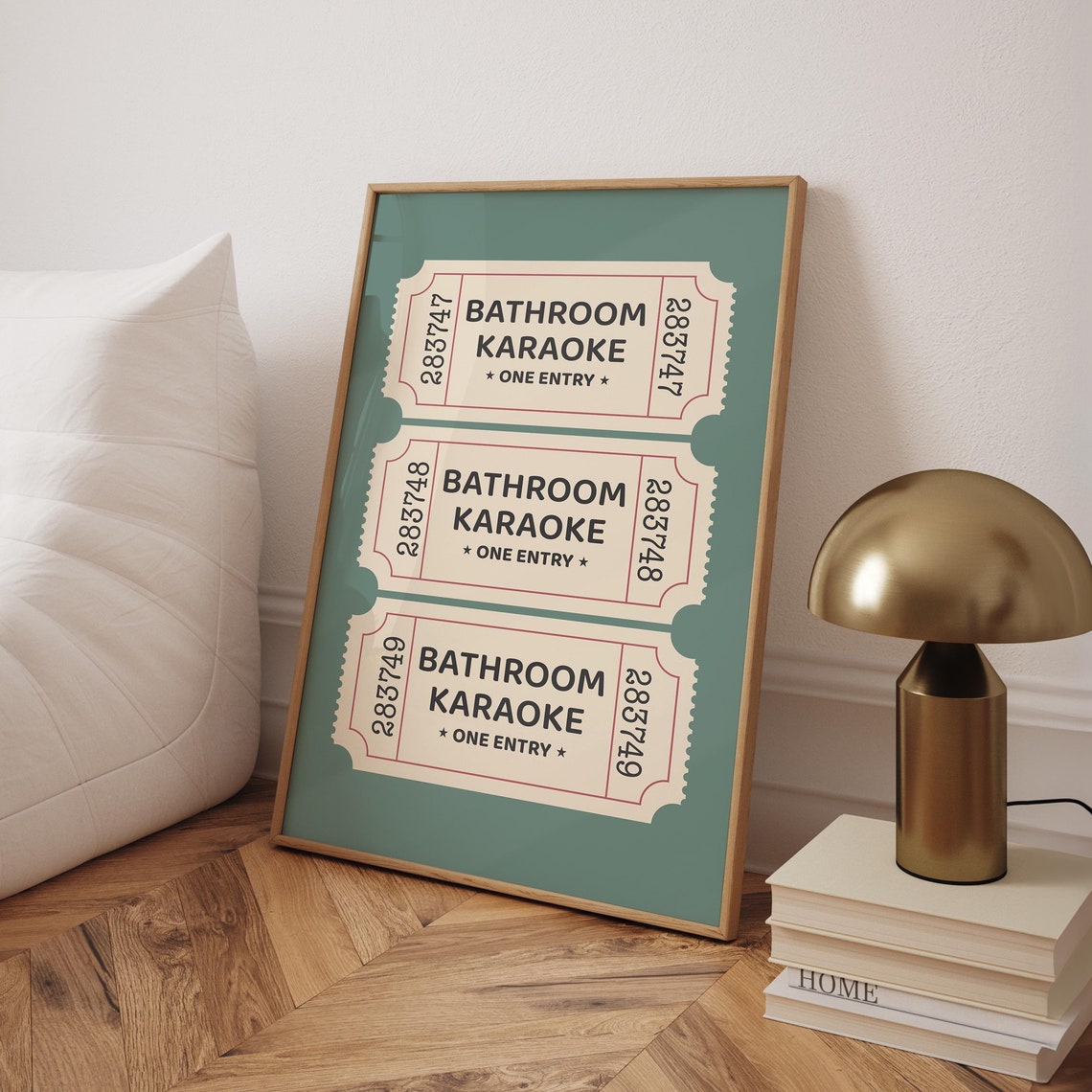 Bathroom Karaoke One Entry Ticket Green Bathroom Decor Poster