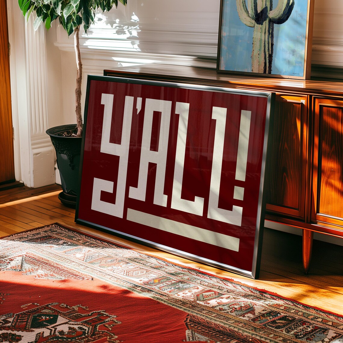 Yall Southern Maroon Charm Wall Art Print, Home Decor - Image 3