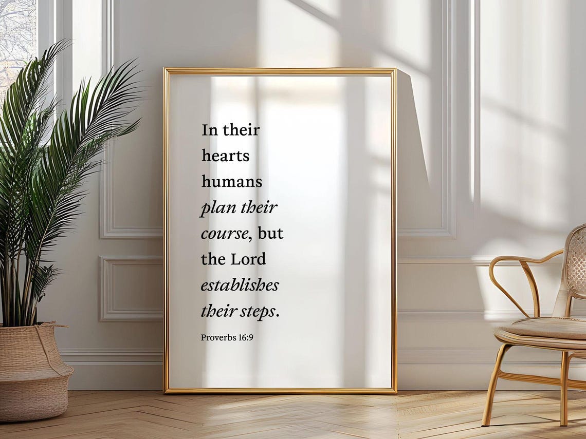 Proverbs 16 9 Christian Wall Art Inspirational God Quotes Bible Verse Christian Message Poster Popular Proverbs Print - Image 5