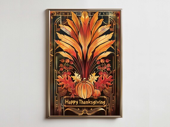Colorful Thanksgiving Art Vintage Maximalist Home Decor Farmhouse Wall Rustic French Country Cozy Cottage Core