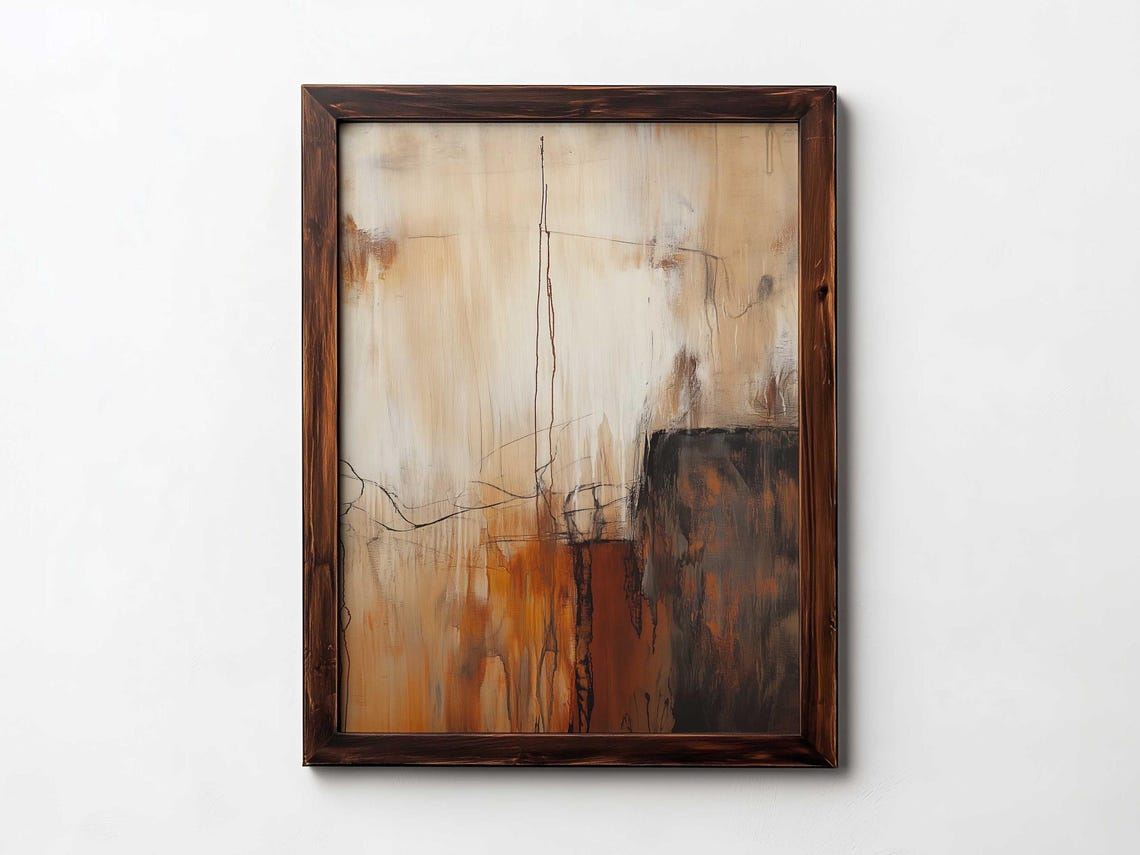 Textural Brown Abstract Art Print Modern Farmhouse Decor