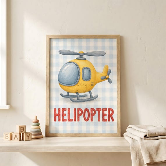 Custom Helipopter Nursery Poster Personalized Helicopter Wall Art For Kids Room Decor