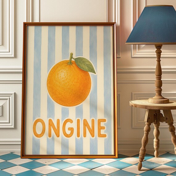 Ongine Orange Fruit Watercolor Toddler Saying Citrus Kitchen Poster