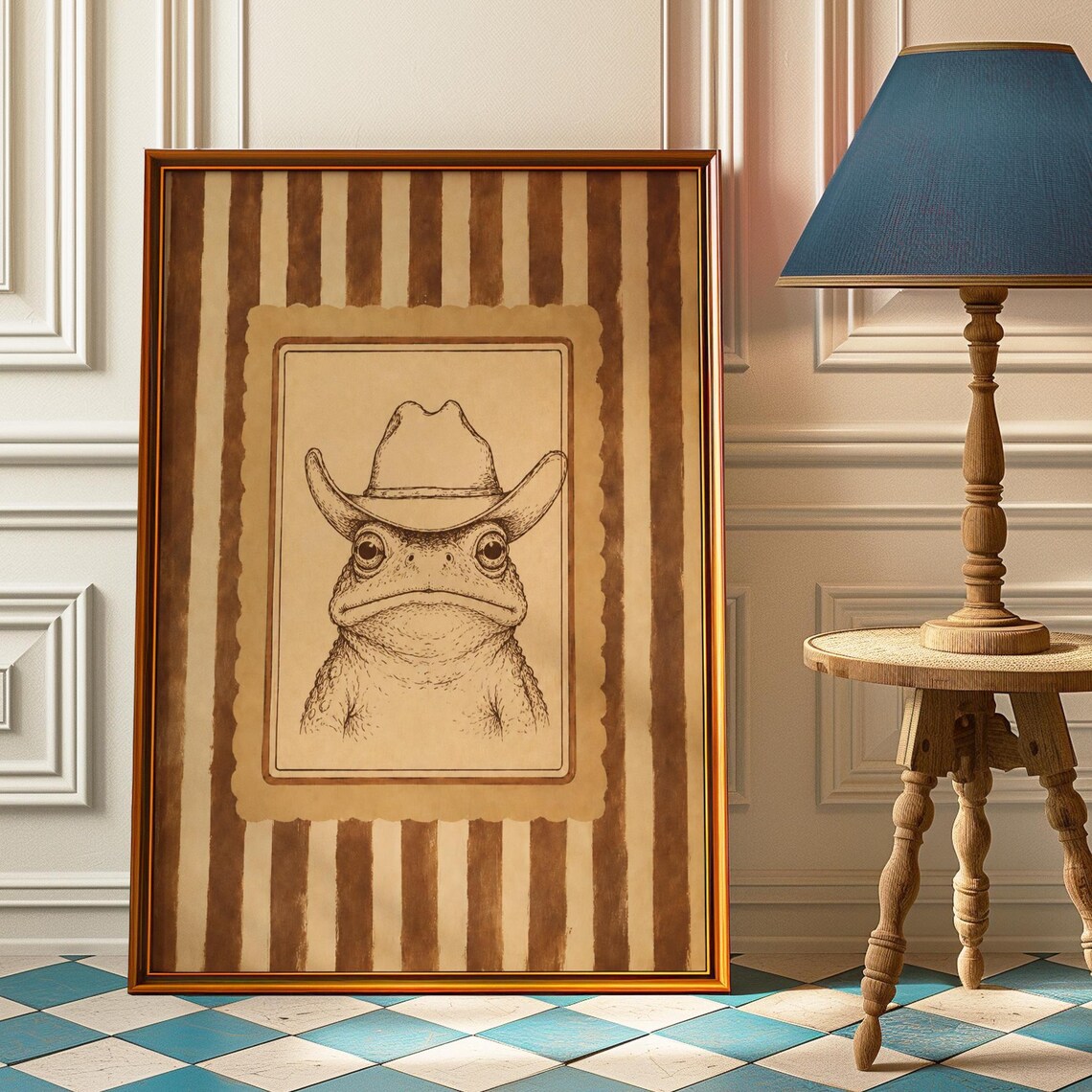 Cowboy Frog Poster, Western Nursery Decor