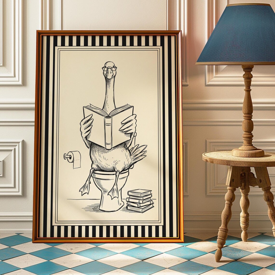 Silly Goose Toilet Poster, Funny Bathroom Art Print
