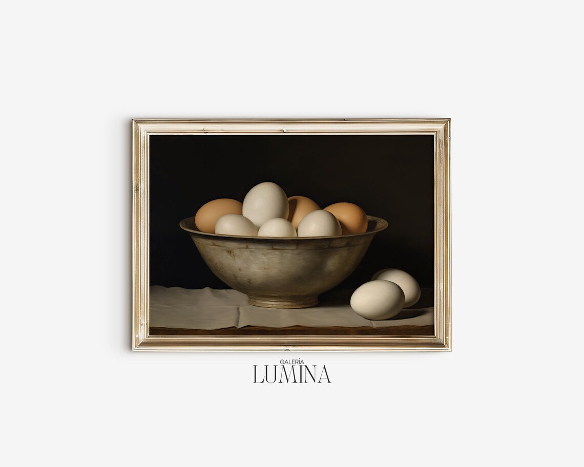Bowl of Eggs Still Life, Vintage Farmhouse Art Print - Image 2