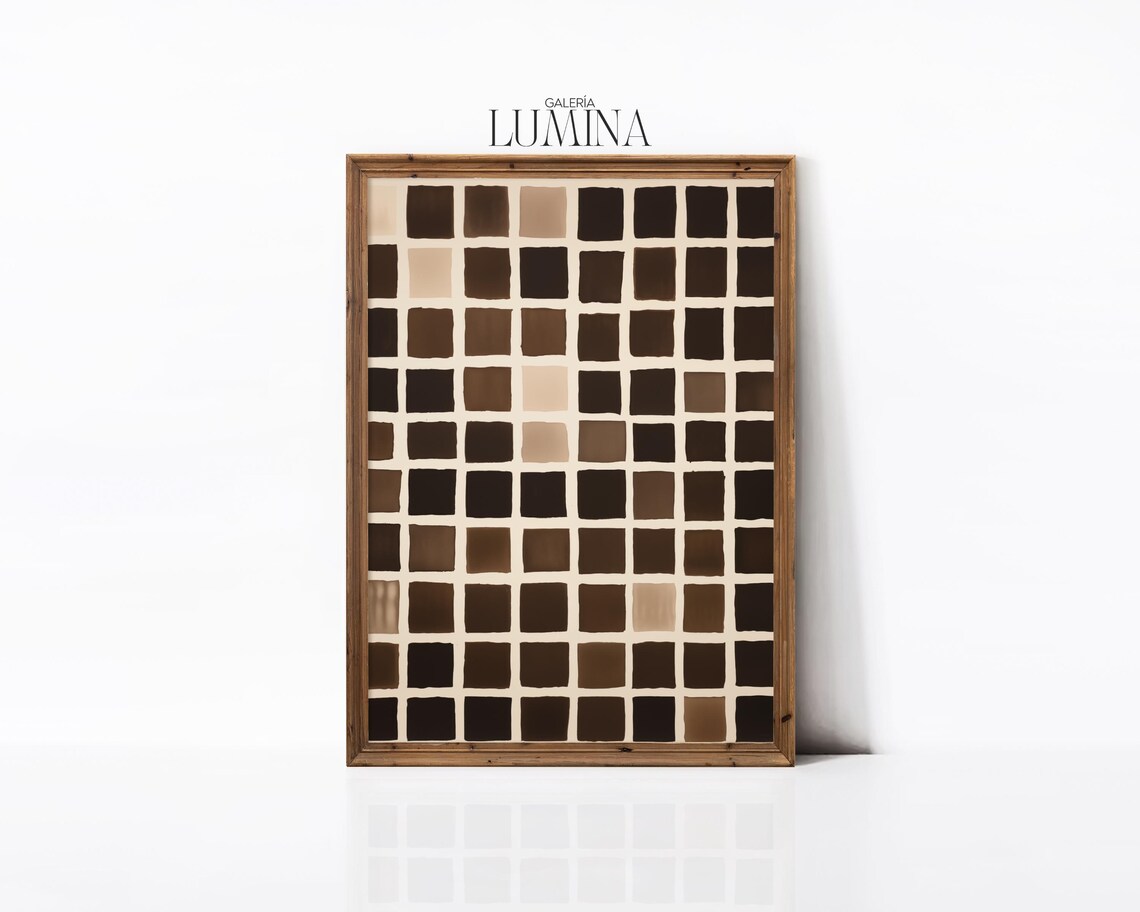 Brown Square Abstract Art Print, Modern Geometric - Image 2
